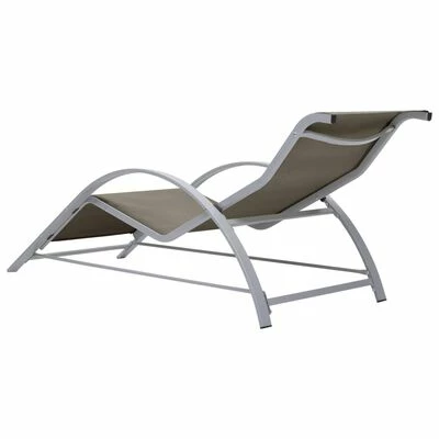 VidaXL Chaise longue Textilène et aluminium Taupe 6 VidaXL Chaise longue Textilène et aluminium Taupe – Image 4