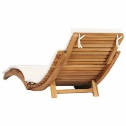 VidaXL Chaise longue pliable avec coussin blanc crème Bois de teck 11 VidaXL Chaise longue pliable avec coussin blanc crème Bois de teck -Bains de soleil Soldes image 4 310667