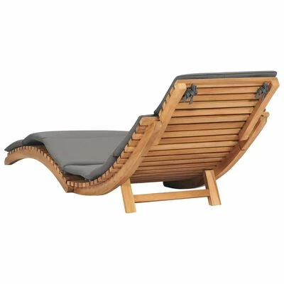 VidaXL Chaise longue pliable avec coussin gris foncé Bois de teck 6 VidaXL Chaise longue pliable avec coussin gris foncé Bois de teck – Image 4