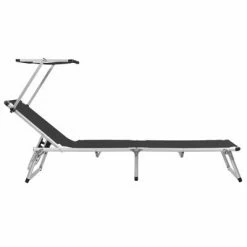 VidaXL Chaises longues pliables et toit 2 pcs Aluminium textilène Noir 11 VidaXL Chaises longues pliables et toit 2 pcs Aluminium textilène Noir -Bains de soleil Soldes image 4 312458