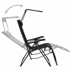 VidaXL Chaise pliable de terrasse Textilène Noir 11 VidaXL Chaise pliable de terrasse Textilène Noir -Bains de soleil Soldes image 4 312467