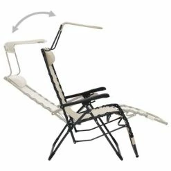 VidaXL Chaise pliable de terrasse Textilène Crème -Bains de soleil Soldes image 4 312468