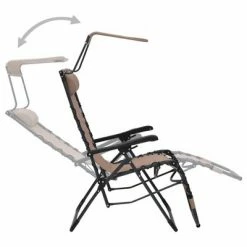 VidaXL Chaise pliable de terrasse Textilène Taupe -Bains de soleil Soldes image 4 312469