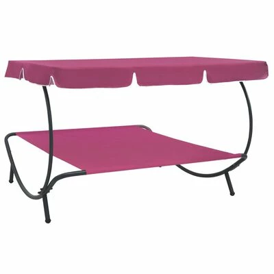 VidaXL Lit de repos d'extérieur avec auvent Rose 6 VidaXL Lit de repos d'extérieur avec auvent Rose – Image 4