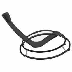 VidaXL Chaise longue avec oreiller Acier et textilène Noir 11 VidaXL Chaise longue avec oreiller Acier et textilène Noir -Bains de soleil Soldes image 4 317583