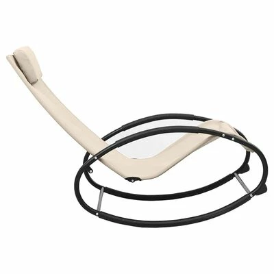 VidaXL Chaise longue avec oreiller Acier et textilène Crème 6 VidaXL Chaise longue avec oreiller Acier et textilène Crème – Image 4