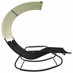 VidaXL Chaise longue double à bascule avec auvent Noir et crème -Bains de soleil Soldes image 4 317587