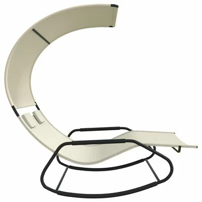 VidaXL Chaise longue double à bascule avec auvent Crème 6 VidaXL Chaise longue double à bascule avec auvent Crème – Image 4