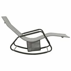 VidaXL Chaise longue Acier et textilène Gris 11 VidaXL Chaise longue Acier et textilène Gris -Bains de soleil Soldes image 4 317592