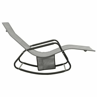 VidaXL Chaise longue Acier et textilène Gris 6 VidaXL Chaise longue Acier et textilène Gris – Image 4