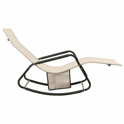 VidaXL Chaise longue Acier et textilène Crème 6 VidaXL Chaise longue Acier et textilène Crème – Image 4