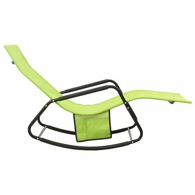 VidaXL Chaise longue Acier et textilène Vert 6 VidaXL Chaise longue Acier et textilène Vert – Image 4
