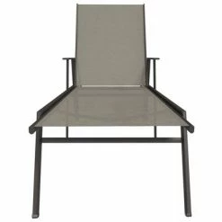 VidaXL Chaise longue Acier et tissu textilène Gris 11 VidaXL Chaise longue Acier et tissu textilène Gris -Bains de soleil Soldes image 4 317596