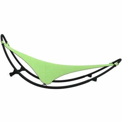 VidaXL Chaise longue à bascule avec roues Acier et textilène Vert 6 VidaXL Chaise longue à bascule avec roues Acier et textilène Vert – Image 4