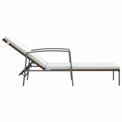 VidaXL Chaise longue de jardin avec coussin Résine tressée Marron 6 VidaXL Chaise longue de jardin avec coussin Résine tressée Marron – Image 4