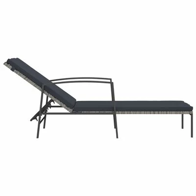 VidaXL Chaise longue de jardin avec coussin Résine tressée Gris 6 VidaXL Chaise longue de jardin avec coussin Résine tressée Gris – Image 4