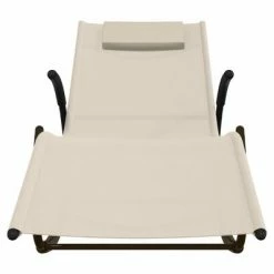 VidaXL Chaise longue à bascule Crème Acier et textilène -Bains de soleil Soldes image 4 318114