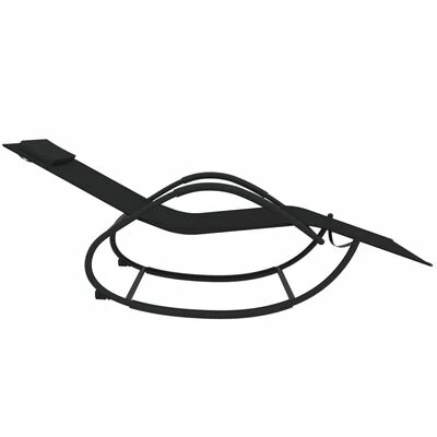 VidaXL Chaise longue à bascule Noir Acier et textilène 6 VidaXL Chaise longue à bascule Noir Acier et textilène – Image 4