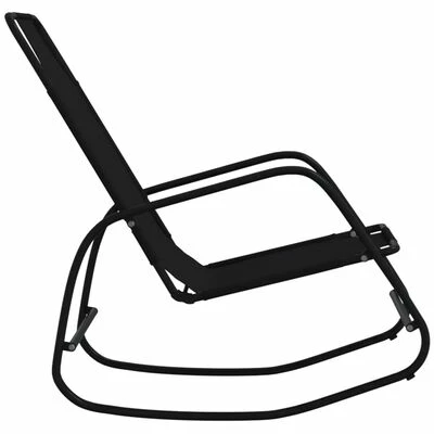 VidaXL Chaise longue à bascule Noir Acier et textilène 6 VidaXL Chaise longue à bascule Noir Acier et textilène – Image 4