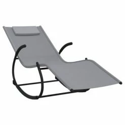 VidaXL Chaises longues à bascule 2 pcs Gris Acier et textilène 11 VidaXL Chaises longues à bascule 2 pcs Gris Acier et textilène -Bains de soleil Soldes image 4 318129