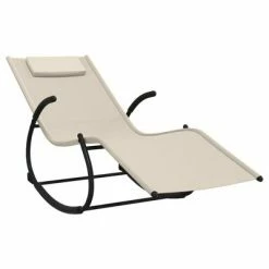 VidaXL Chaises longues à bascule 2 pcs Crème Acier et textilène 11 VidaXL Chaises longues à bascule 2 pcs Crème Acier et textilène -Bains de soleil Soldes image 4 318130