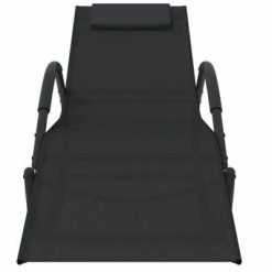 VidaXL Chaises longues à bascule 2 pcs Noir Acier et textilène 11 VidaXL Chaises longues à bascule 2 pcs Noir Acier et textilène -Bains de soleil Soldes image 4 318132