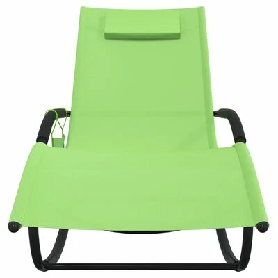 VidaXL Chaises longues à bascule 2 pcs Vert Acier et textilène 6 VidaXL Chaises longues à bascule 2 pcs Vert Acier et textilène – Image 4