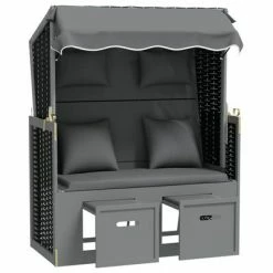 VidaXL Strandkorb avec coussin Résine tressée bois solide Anthracite 11 VidaXL Strandkorb avec coussin Résine tressée bois solide Anthracite -Bains de soleil Soldes image 4 318662