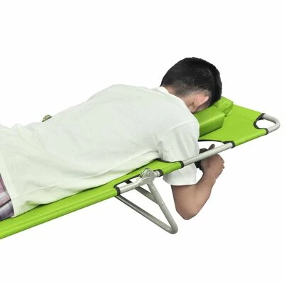 VidaXL Chaise longue avec coussin de tête Acier enduit de poudre Vert 6 VidaXL Chaise longue avec coussin de tête Acier enduit de poudre Vert – Image 4