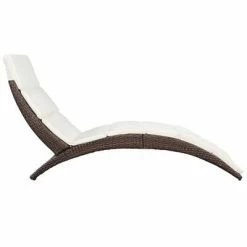 VidaXL Chaise longue pliable avec coussin Résine tressée Marron 11 VidaXL Chaise longue pliable avec coussin Résine tressée Marron -Bains de soleil Soldes image 4 41808