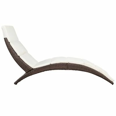 VidaXL Chaise longue pliable avec coussin Résine tressée Marron 6 VidaXL Chaise longue pliable avec coussin Résine tressée Marron – Image 4