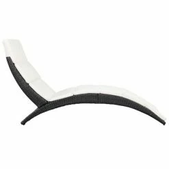 VidaXL Chaise longue pliable avec coussin Résine tressée Noir -Bains de soleil Soldes image 4 41809
