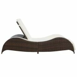 VidaXL Chaise longue avec coussin Résine tressée Marron 11 VidaXL Chaise longue avec coussin Résine tressée Marron -Bains de soleil Soldes image 4 41974