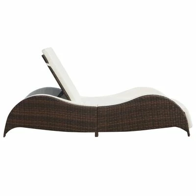 VidaXL Chaise longue avec coussin Résine tressée Marron 6 VidaXL Chaise longue avec coussin Résine tressée Marron – Image 4