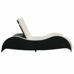 VidaXL Chaise longue avec coussin Résine tressée Noir 11 VidaXL Chaise longue avec coussin Résine tressée Noir -Bains de soleil Soldes image 4 41975