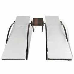 VidaXL Chaises longues avec table Résine tressée Marron -Bains de soleil Soldes image 4 42496