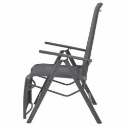 VidaXL Chaise inclinable de terrasse Aluminium et textilène Noir 11 VidaXL Chaise inclinable de terrasse Aluminium et textilène Noir -Bains de soleil Soldes image 4 42766