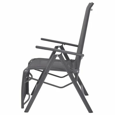 VidaXL Chaise inclinable de terrasse Aluminium et textilène Noir 6 VidaXL Chaise inclinable de terrasse Aluminium et textilène Noir – Image 4