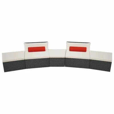 VidaXL Salon de jardin 5 pcs avec coussins Résine tressée Noir 6 VidaXL Salon de jardin 5 pcs avec coussins Résine tressée Noir – Image 4