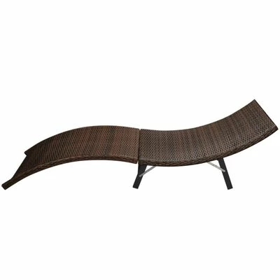 VidaXL Chaise longue pliable avec coussin Résine tressée Marron 6 VidaXL Chaise longue pliable avec coussin Résine tressée Marron – Image 4