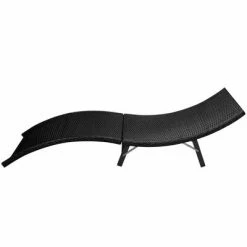 VidaXL Chaise longue pliable avec coussin Résine tressée Noir -Bains de soleil Soldes image 4 42858