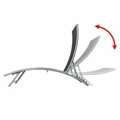 VidaXL Chaise longue Acier et textilène Noir 6 VidaXL Chaise longue Acier et textilène Noir – Image 4