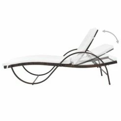 VidaXL Chaise longue avec coussin Résine tressée Marron -Bains de soleil Soldes image 4 42883