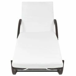VidaXL Chaise longue avec coussin et table Résine tressée Marron 11 VidaXL Chaise longue avec coussin et table Résine tressée Marron -Bains de soleil Soldes image 4 42885