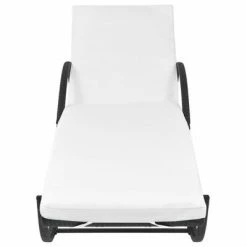 VidaXL Chaise longue avec coussin et table Résine tressée Noir 11 VidaXL Chaise longue avec coussin et table Résine tressée Noir -Bains de soleil Soldes image 4 42886