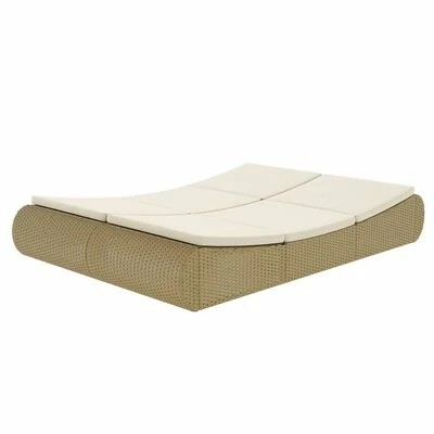VidaXL Chaise longue d'extérieur Résine tressée Beige 6 VidaXL Chaise longue d'extérieur Résine tressée Beige – Image 4