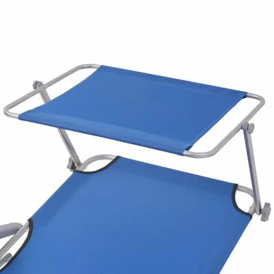 VidaXL Chaise longue avec auvent Acier Bleu 6 VidaXL Chaise longue avec auvent Acier Bleu – Image 4