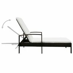 VidaXL Chaise longue avec coussin Résine tressée Marron -Bains de soleil Soldes image 4 42941