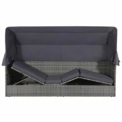 VidaXL Lit de jardin avec auvent Gris 205x62 cm Résine tressée 11 VidaXL Lit de jardin avec auvent Gris 205x62 cm Résine tressée -Bains de soleil Soldes image 4 43962