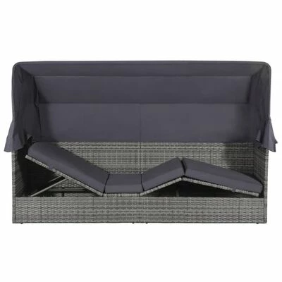 VidaXL Lit de jardin avec auvent Gris 205x62 cm Résine tressée 6 VidaXL Lit de jardin avec auvent Gris 205x62 cm Résine tressée – Image 4